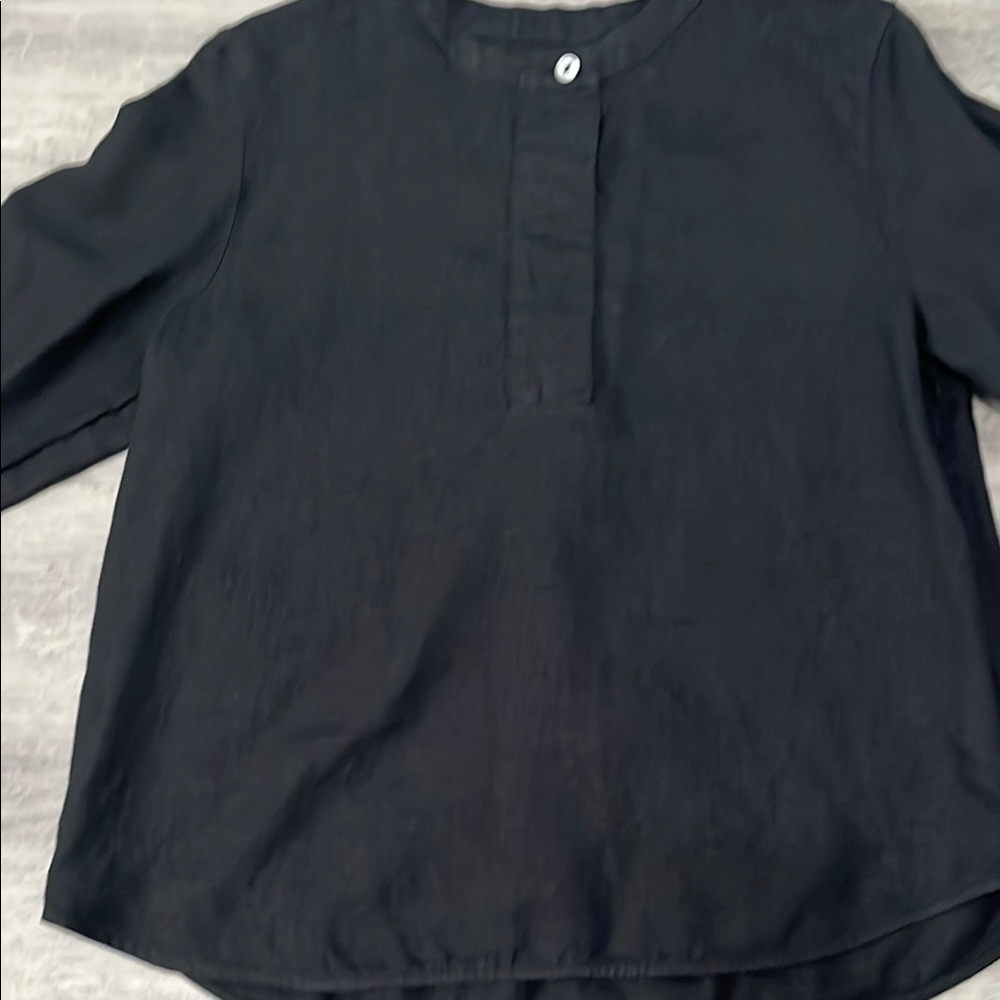 J.Crew Women's Black 100% Linen Long Sleeve Top Size Medium - Picture 10 of 13